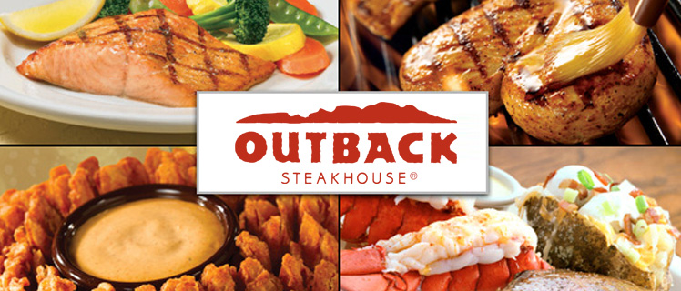 Outback Steakhouse logo and meals